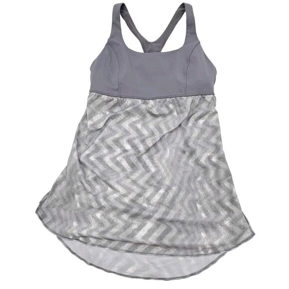 Lululemon Venus Blazer Fossil Chevron Gray White Tank Top Womens Athletic Size 6 - Picture 1 of 7